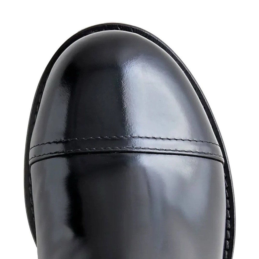 🆕 J. Crew Shoes | Spazzo Rib-Cuff Boots | Black Leather - Picture 3 of 4